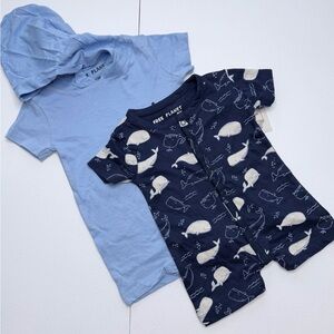 Free Planet Baby Bundle 0–3 Months – Whale Print + Blue Outfit (2 Piece Set)